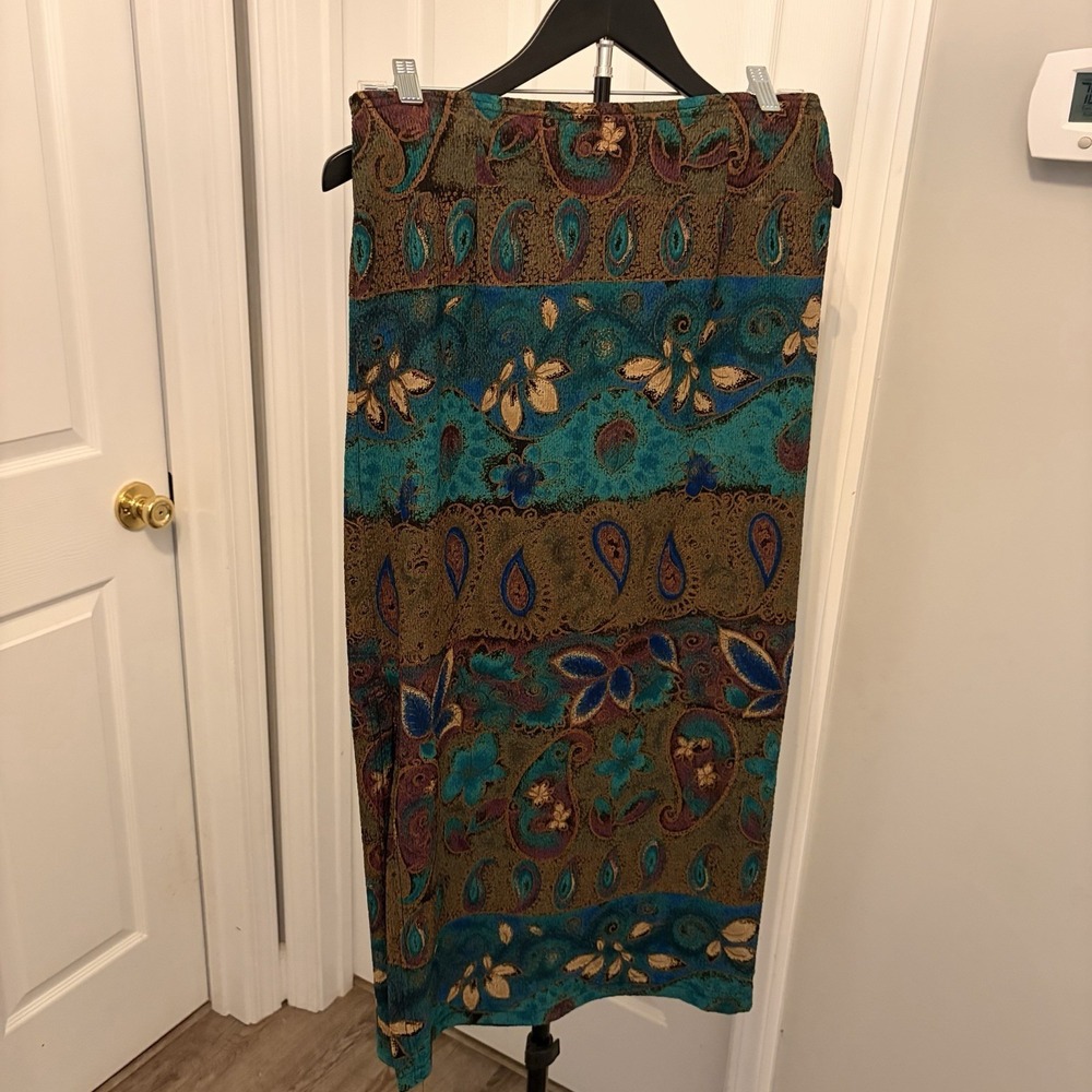 Cabrais Collection Vintage 90s Whimsigoth Paisley Column Skirt Petite Med Boho